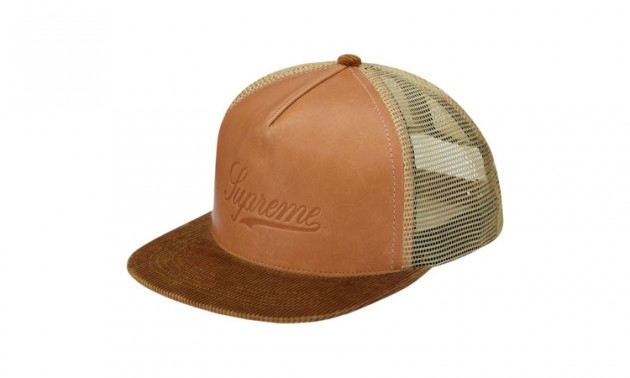 Supreme Leather &amp; Corduroy Trucker / Vytříbené kšiltovky