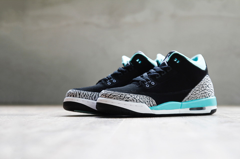 Air Jordan 3 Retro GS / Netradiční barvy Black/Mint Green-Cement Grey